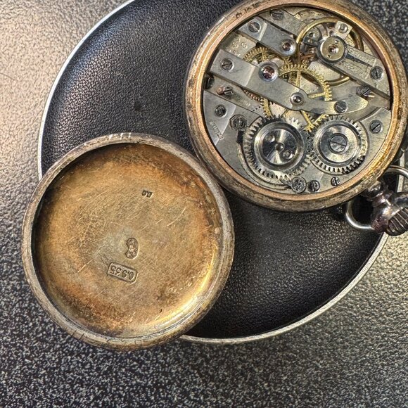 Antique 1906 Swiss Made .935 Silver Ladies Pocket Colorful Floral Enamel Watch - Picture 8 of 8